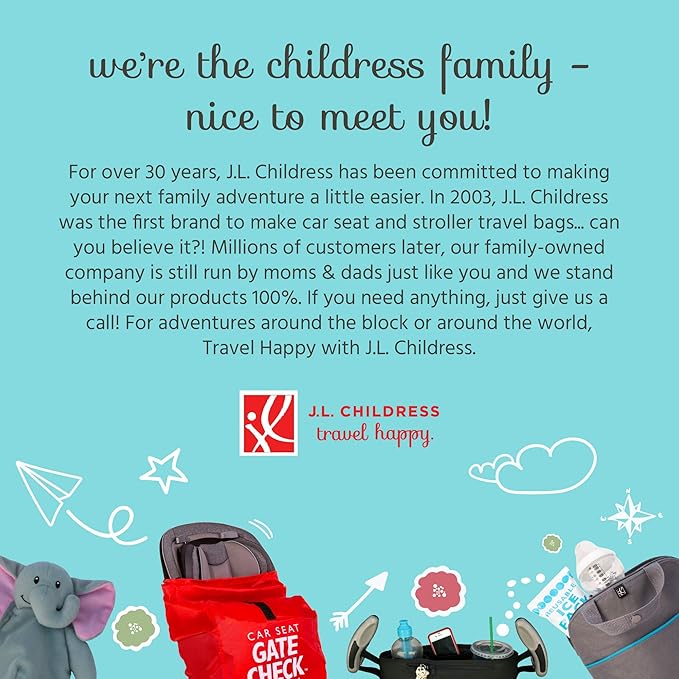 J.L. Childress Standard & Dual Stroller Bag - Travel Bag for Airplane, Fits Most Single & Double Baby Strollers, Airport Accessories for Gate or Baggage Check, Adjustable Strap - X-Large, Unpadded