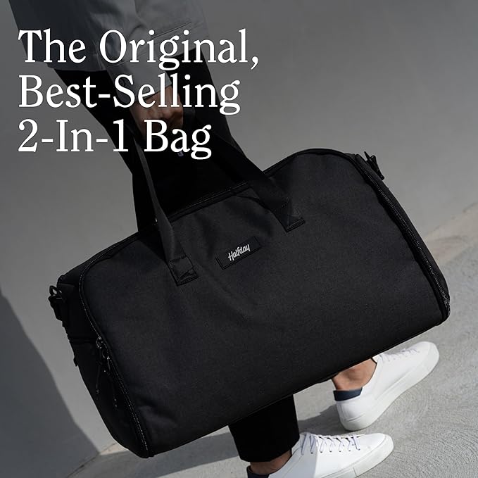 Halfday Convertible 2-in-1 Garment Duffel Weekender Bag 45L | Wrinkle-Free Travel, Hanging Suit Compartment, Shoe Pockets, Trolley Sleeve. Durable & Water-Resistant Carry-On, Shadow