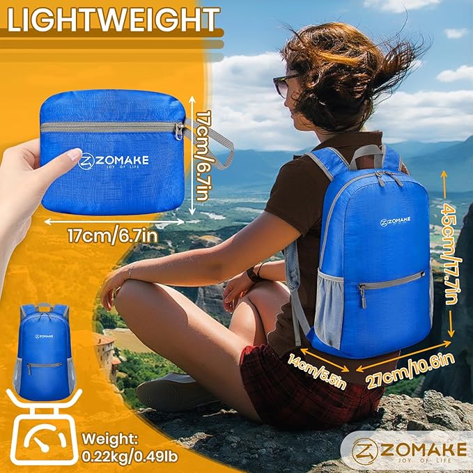ZOMAKE Ultra Lightweight Hiking Backpack 20L - Packable Small Backpacks Water Resistant Daypack for Women Men(DodgerBlue)