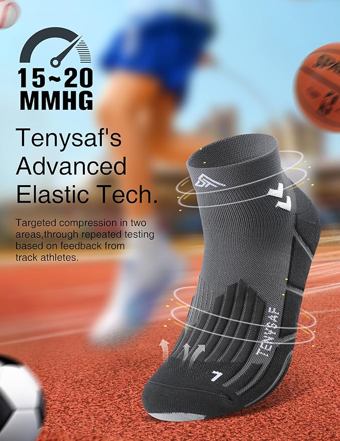 Compression Sport Running Socks: Athletic Socks for Men Women with Cushion,3 Pairs Work Hiking Basketball Ankle Socks