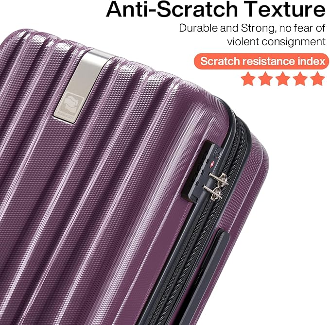 Hanke 20 Inch Carry On Luggage 22x14x9 Airline Approved Lightweight PC Hard Shell Suitcases with Wheels Travel Luggage Rolling Suitcase Travel Luggage Bag Christmas Gifts for Birthday （Purple）
