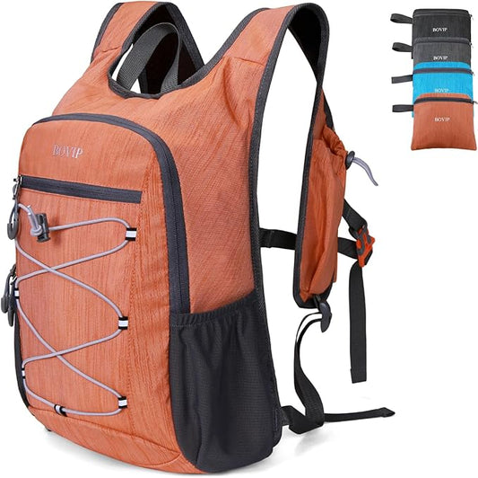 BOVIP 20L Hiking Backpack Lightweight Packable Hiking Daypack Small Travel Outdoor Foldable Shoulder Bag Orange