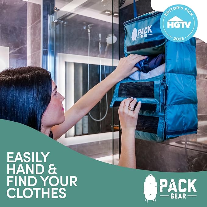 Pack Gear Hanging Luggage Organizer - Our Carry On Closet Insert Fits inside easily - Our Hanging Luggage Organizer Uses Velcro to Allow Instant Access to your Clothes (Mesh Green, Carry-On Size)