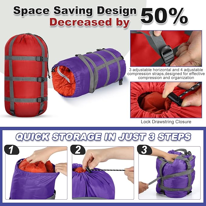 5 Pack Compression Stuff Sack 5 Assorted Size Sleeping Bag Stuff Sack Ultralight Sleeping Bag Cover Space Saving Gear for Travel Outdoor Camping Hiking Backpacking