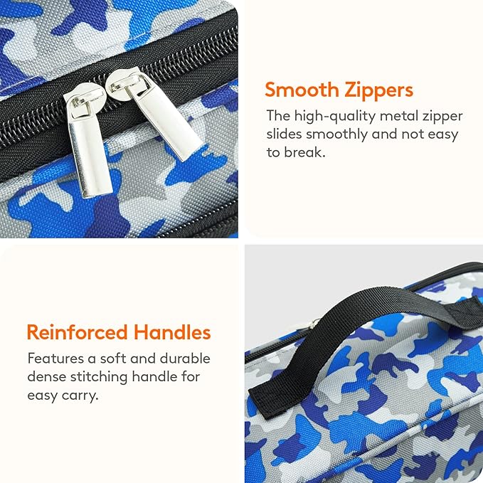 Lifewit Freezable Lunch Box, Insulated Reusable Lunch Bag with 2 Ice Packs, Mini Cooler Snack Bag for Bento Box for Salad, Sandwich, Snacks fo Men Women for Work, Blue Camo 5L