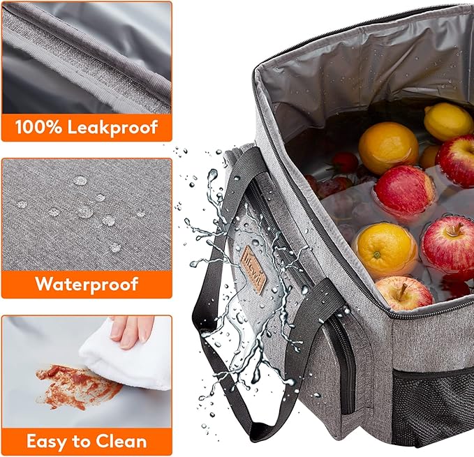 Lifewit Large Lunch Bag Insulated Lunch Box Soft Cooler Cooling Tote for Adult Men Women, Gray 40-Can (24L)