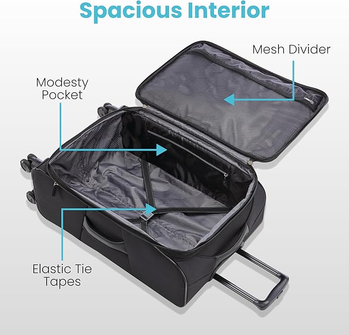 American Tourister 4 KIX 2.0 Expandable Softside Luggage with Spinner Wheels, 28 SPINNER, CLASSIC BLUE
