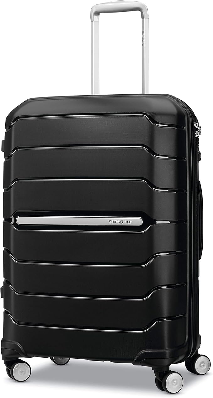 Samsonite Freeform 24-Inch Medium Luggage with Dual 360° Spinner Wheels - Checked Suitcase - TSA Lock, Airline-Approved - Durable Polypropylene Expandable Hardshell for Lightweight Travel - Black