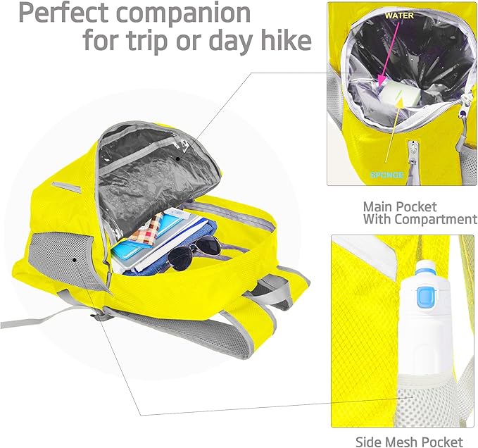35L Foldable Waterproof Backpack For Outdoor Sports Travel Inside Wet Clothes Compartment Packable For Multiple