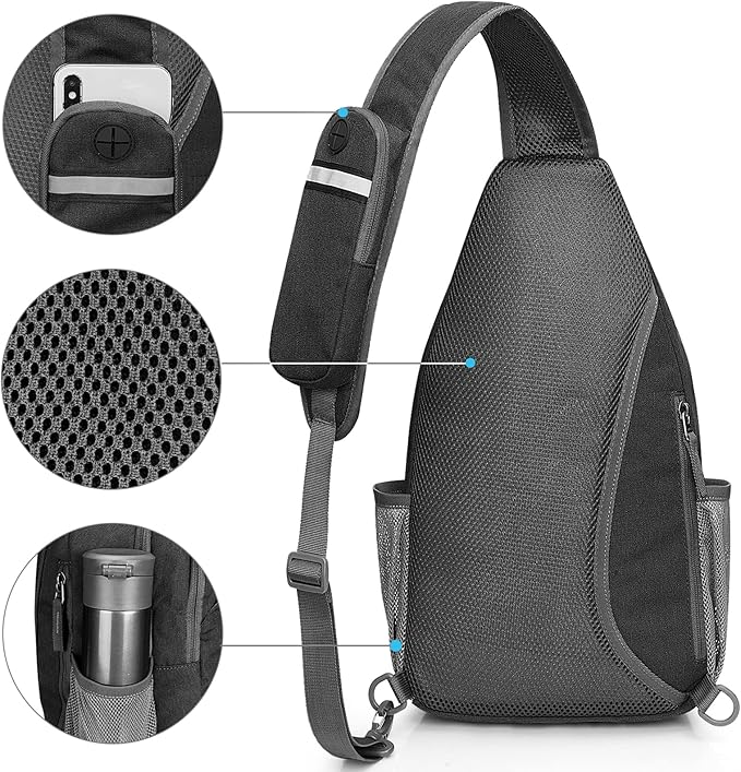 G4Free Sling Bag RFID Blocking Sling Backpack Crossbody Chest Bag Daypack for Hiking Travel(Black)