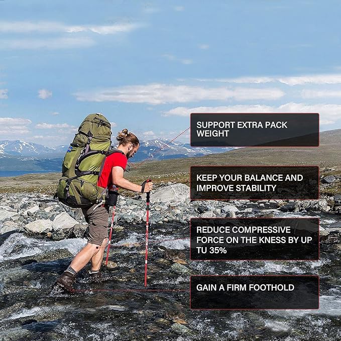 BISINNA Collapsible Trekking Hiking Poles- 2 Pack Folding Aluminum Walking Sticks with Quick Lock System 4 Season Accessories,Telescopic, Adjustable, Lightweight for Men Women