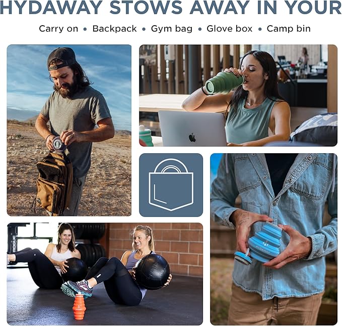 HYDAWAY 25oz Collapsible Water Bottle - BPA-Free, Leakproof, Lightweight, and Space-Saving - Perfect for Hiking, Travel, and All-Day Hydration