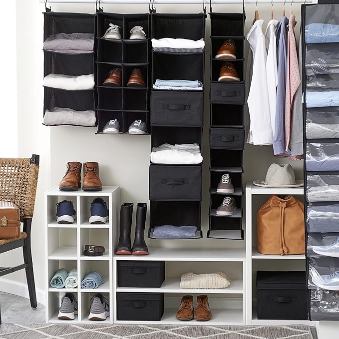 Household Essentials 10 Pocket Hanging Shoe Closet Organizer with Hooks