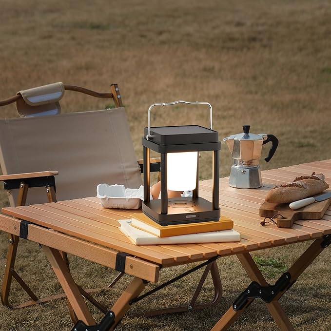 Solar Lantern Outdoor Table Lamp, Touch Control Outdoor Cordless Lantern, Solar Lanterns Waterproof Rechargeable Lanterns for Reading, Walking, Camping
