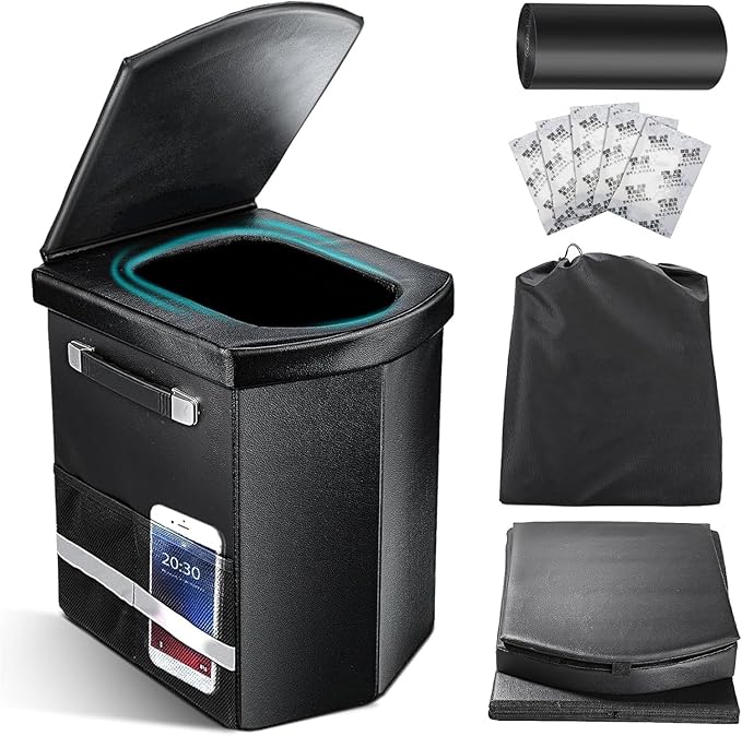 2025 Upgraded 16.5'' XL Portable Toilet for Adults,Tall Camping Toilet with Lid and Convenient Carry Bag, Portable Potty for Camping, Hiking, Car Travel,Truck, RV, Boating, Road Trips, Beach