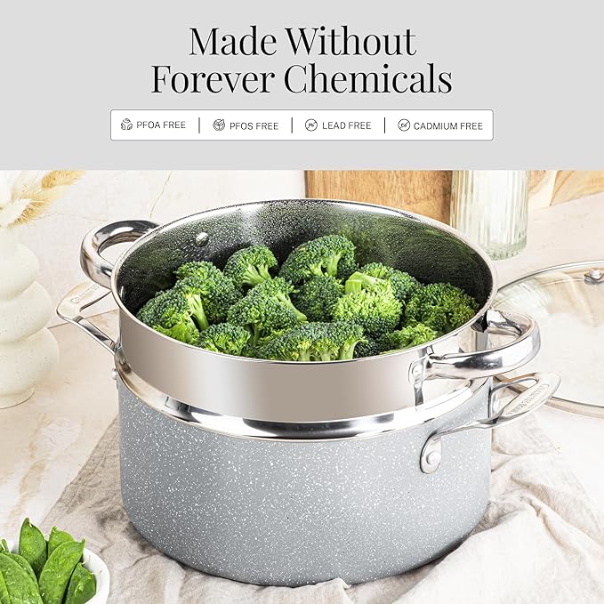 Granitestone 20 Pc Ceramic Cookware Set Nonstick, Complete Pots and Pans Set Non Stick for Kitchen with Bakeware, Cooking Utensils & Steamer, Non Toxic Made Without PFOA PFOS, Oven & Dishwasher Safe