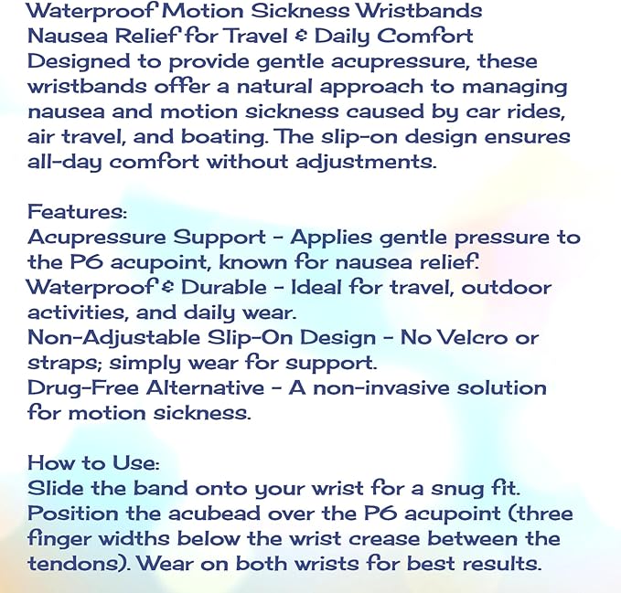 AcuBalance Motion Sickness Bracelets – Comfortable Waterproof Acupressure Band for Natural Nausea Relief, Ideal for Travel (Pair), Pink (Small 6")