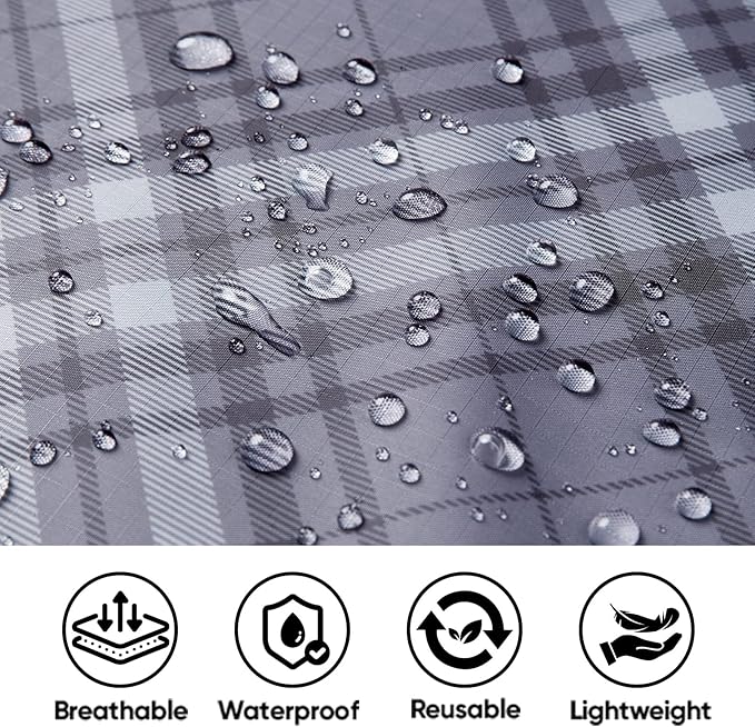 PTEROMY Hooded Rain Poncho for Adult with Pocket, Waterproof Lightweight Unisex Raincoat for Hiking Camping Emergency