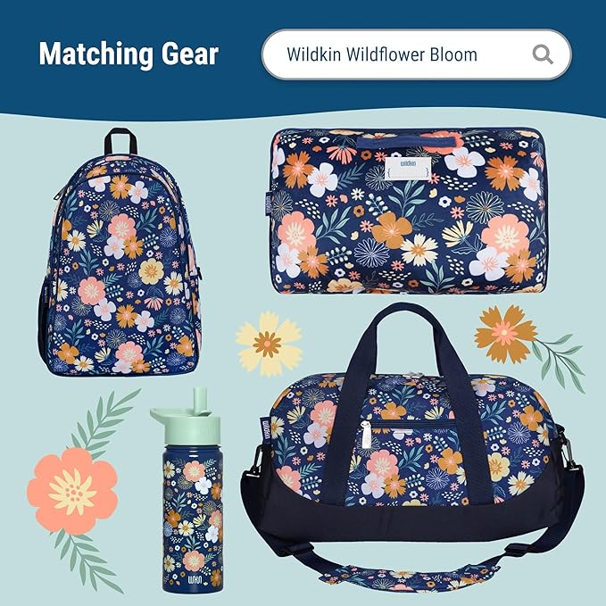Wildkin Kids Insulated Lunch Box – Durable and Reusable for School & Travel - Wildflower Bloom