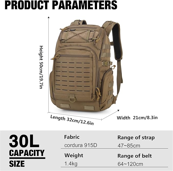 Mardingtop 30L Molle Military Backpack, Tactical Backpack for Men, Cordura Backpack for Hiking,Camping,Trekking