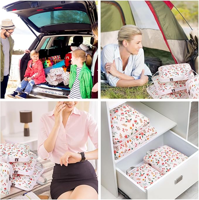 Gonex Compression Packing Cubes, 3pcs/4pcs Expandable Storage Travel Luggage Bags Organizers