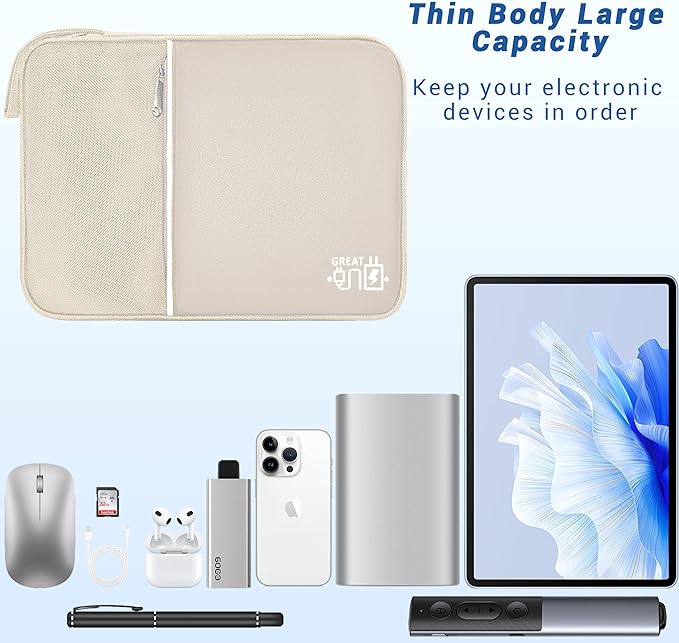 Electronics Organizer,Travel Cord Organizer Pouch, Portable Cable Organizer Bags, Waterproof Electronic Accessories Storage Case for Cables, Cords, Charger, Phone (Single Layer-Large-Beige)