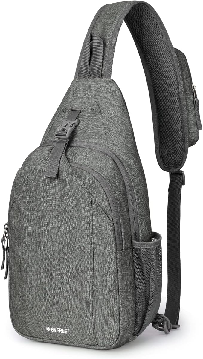G4Free Sling Bag RFID Blocking Sling Backpack Crossbody Chest Bag Daypack for Hiking Travel(DimGray)
