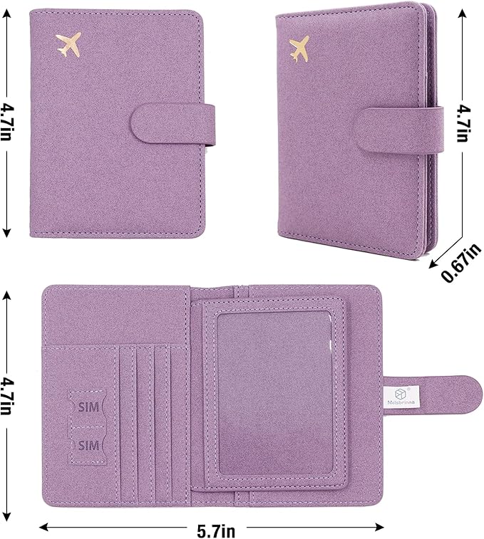 Melsbrinna Rfid Passport Holder for Travel women/Men, Cute Passport Wallet Rfid Blocking Card Slots, Rfid Passport Cover/CaseTravel Wallet, Passport Book Holder (1, Purple1)