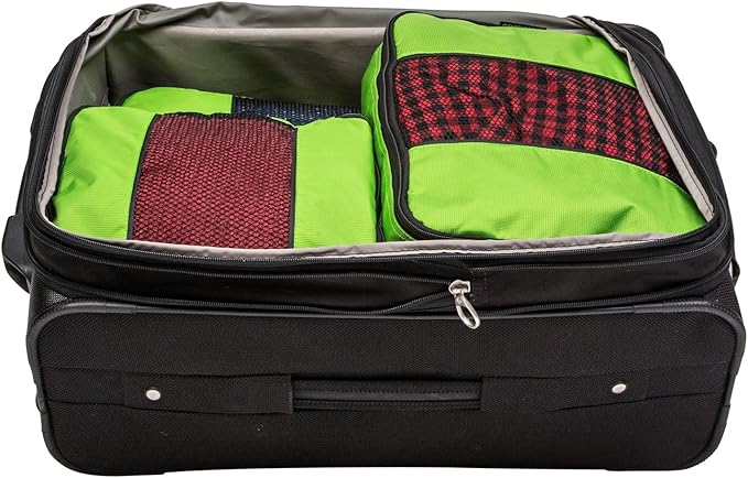 TravelWise Luggage Packing Organization Cubes 5 Pack, Lime, 1 Small, 2 Medium, 2 Large