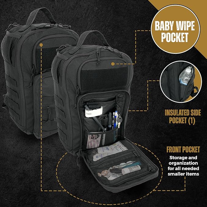 HighSpeedDaddy - Baby Diaper Backpack, Military-Grade, Waterproof, Compact Baby Travel Bag with Diaper Changing Mat