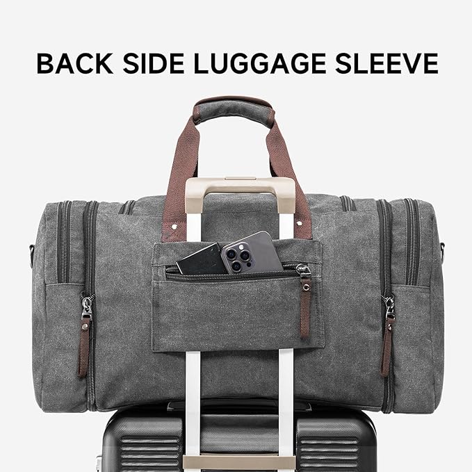Canvas Expandable Duffle Bag for Men Traveling, Luggage Travel Bag Weekender Overnight Bag,Mens Gym Carry on Duffel Bags