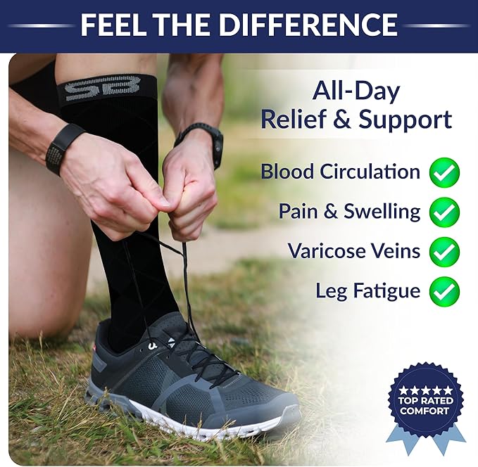 SB SOX Compression Socks for Men & Women (20-30 mmHg) - Best Support Stockings for Travel, Medical, and Sports - Perfect for Everyday Wear