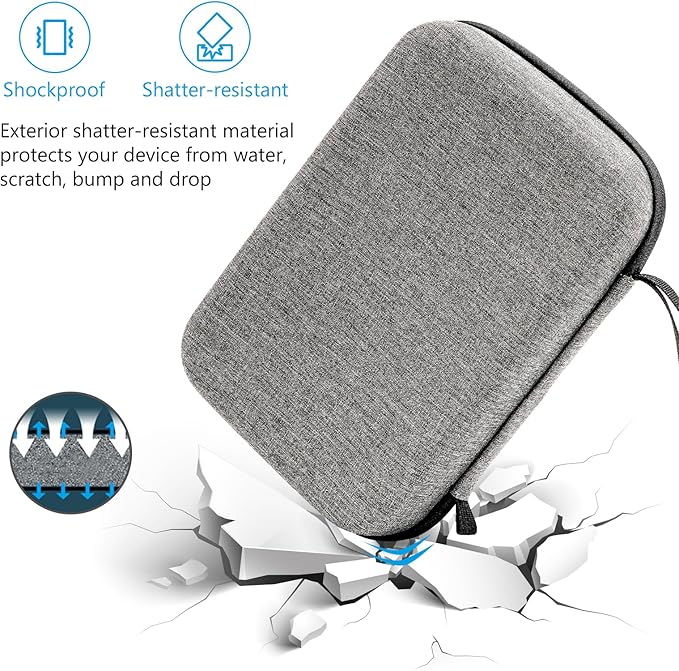 ProCase Hard Travel Electronic Organizer Case for MacBook Power Adapter Chargers Cables Power Bank Apple Magic Mouse Apple Pencil USB Flash Disk SD Card Small Portable Accessories Bag