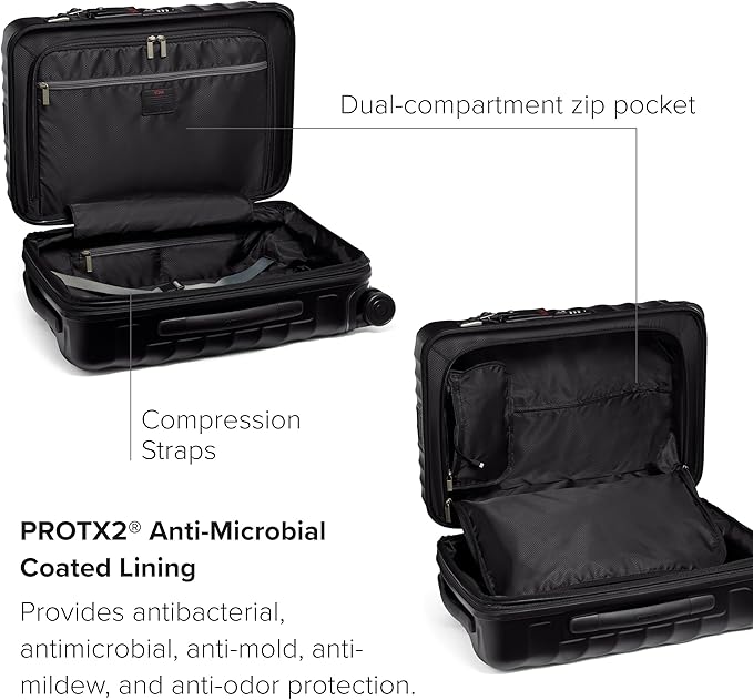 TUMI - 19 Degree International Expandable 4 Wheeled Carry-On - Hard Shell Suitcase - 21.8" X 14.0" X 9.0" - Matte Black Texture