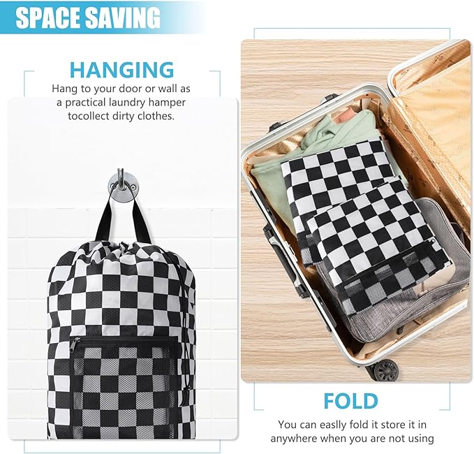 Positive Square Travel Laundry Bag Backpack, Portable with Adjustable Straps, Drawstring Closure & Mesh Pocket - Perfect for College, Apartment & Camping