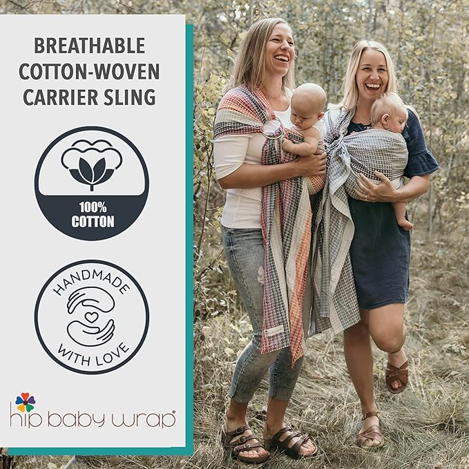 Hip Baby Wrap Ring Sling Baby Carrier for Infants and Toddlers - Beautiful, 100% Soft Cotton Baby Wraps Carrier for Babies 8-35 lbs - Perfect Baby Shower Gifts Moms and Dads - Nursing Cover (Stone)