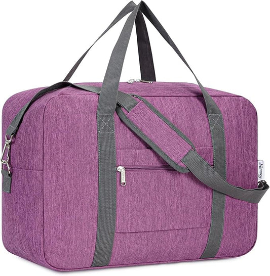 For Spirit Airlines Personal Item Bag 18x14x8 Foldable Travel Duffel Bag Tote Duffle Carry on Luggage for Women and Men 30L (Dark Purple)