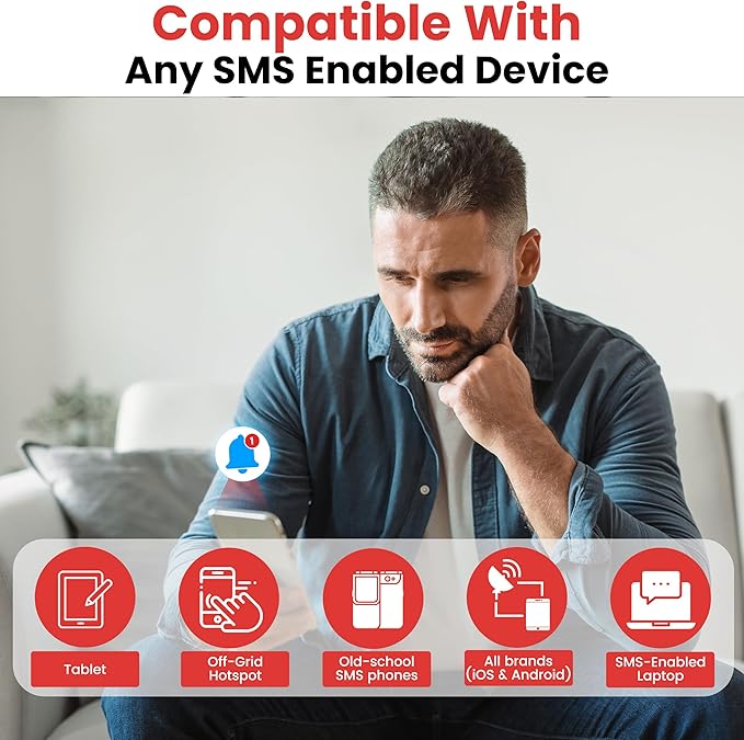 Kini SafeAlert WiFi Motion Sensor Alarm | Real-Time SMS Notification | Wireless Motion Detector for Gun Safes, Cabinets, Home, Apartments, Office | Easy Install, No Subscription, Rechargeable Battery
