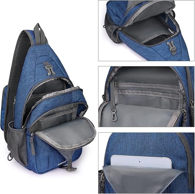 G4Free Sling Bag RFID Blocking Sling Backpack Crossbody Chest Bag Daypack for Hiking Travel(Dark Blue)