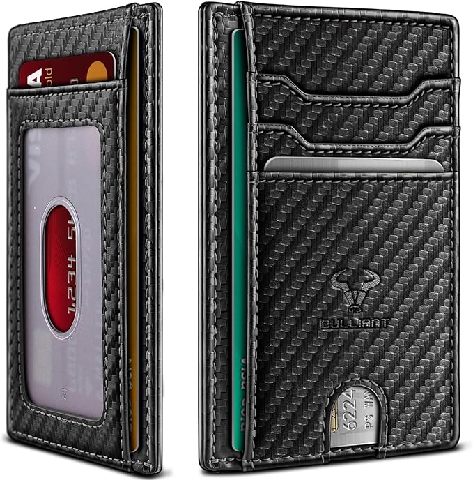 BULLIANT Slim Wallet, Skinny Minimal Thin Front Pocket Wallet Card Holder For Men 7Cards 3.15"x4.5",Gift-Boxed