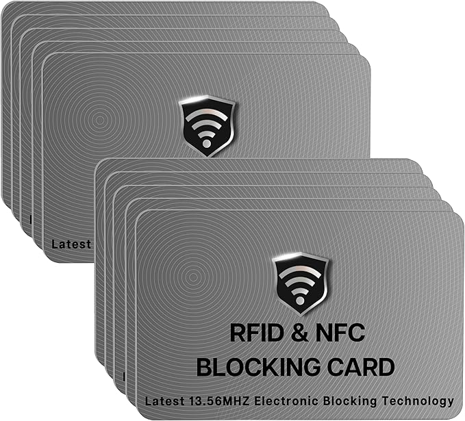 SaiTech IT RFID Blocking Cards - Protects Entire Wallet, NFC & Contactless Card Protector - Grey (10 Pcs)