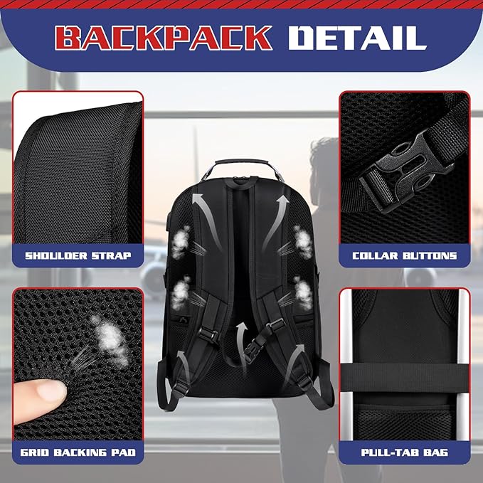 Travel Backpack, Extra Large Backpack, Laptop Bag for Men Women, Fits 17 Inch Laptop, 50L Water Resistant Flight Approved Business Work College Computer Bag, Dark Blue