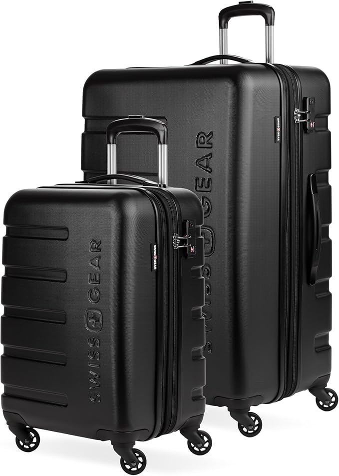 SwissGear 7366 Hardside Expandable Luggage with Spinner Wheels, Black, 2-Piece Set (19/27)