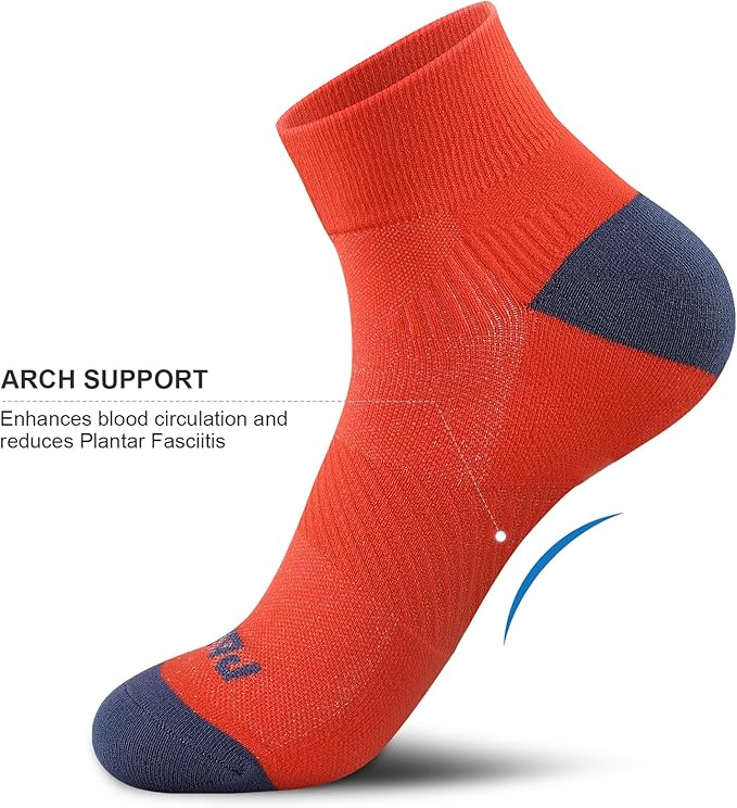 PAPLUS Ankle Compression Socks for Women 6 Pairs, Running Athletic Socks with Arch Support，Plantar Fasciitis Socks