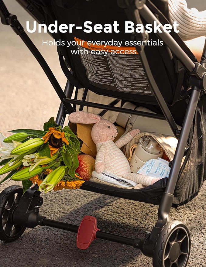 Momcozy ClickGo Lightweight Stroller, Compact Travel Stroller for Airplane with One-Click Fold, Baby Stroller and Toddler Stroller with Large Canopy for Kids from 0 Months, Extendable UPF50+ Canopy