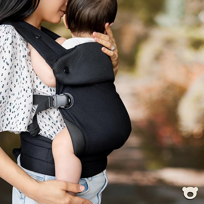 Cub & Co Ergonomic Baby Carrier Newborn to Toddler – 4-in-1 Adjustable with Head Support, Breathable Fabric, Padded Waistband & Travel-Ready Foldable Design (Black)