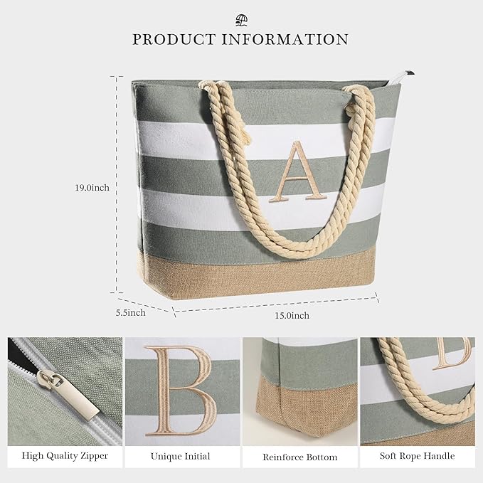 YOOLIFE Beach Bags for Women - Travel Canvas Beach Tote, Pool Waterproof Bag, Travel Essentials, Gifts for Women Birthday