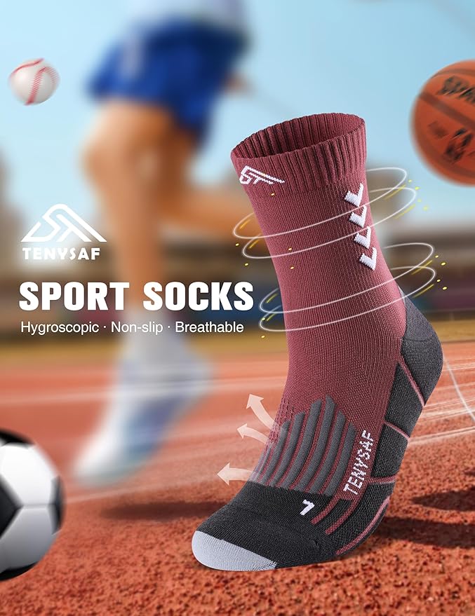 Compression Crew Running Socks: Athletic Socks for Men Women with Cushion,3 Pairs Work Hiking Basketball Sport Socks