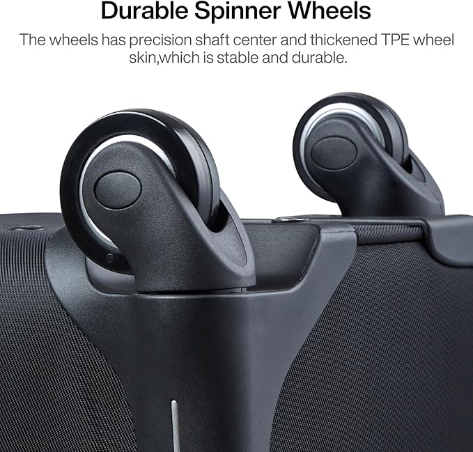 Hanke 3 Piece luggage Sets Softside Expandable luggage with Spinner Wheels TSA Lock,Travel Lightweight Luggage Sets,Black