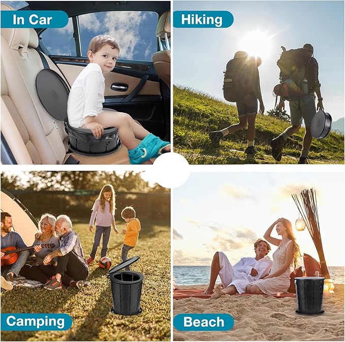 TRIPTIPS Upgrade Retractable Portable Toilet Travel Toilet Adjustable Height Camping Toilet Portable Potty for Adults Kids, Foldable Portable Toilet for Camping/Car